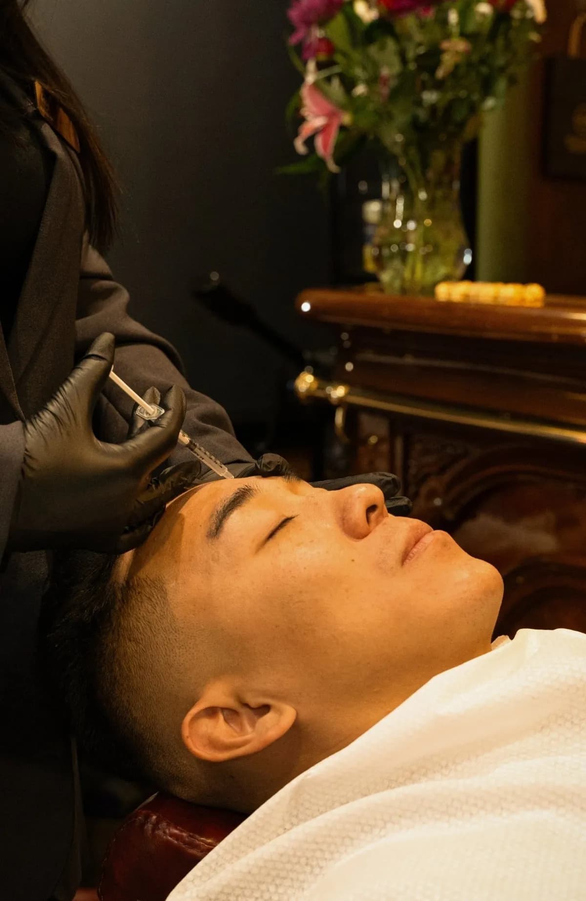 An anti-wrinkle treatment being carried out at the Boardroom